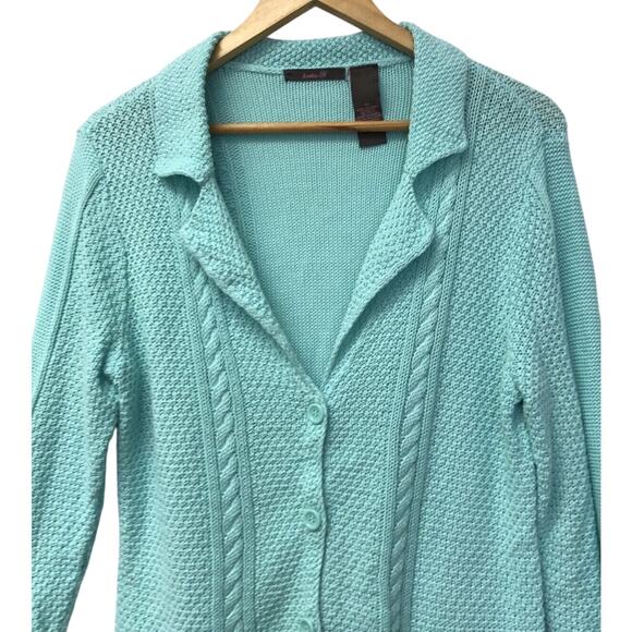 Hearher B Sweater Womens Medium Cardigan Blue - Picture 2 of 6